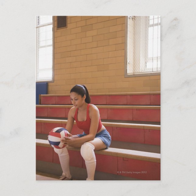 Volleyball player with volleyball postcard (Front)