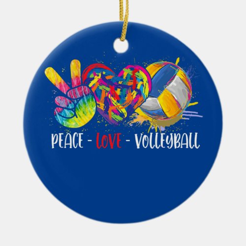 Volleyball Player Women Peace Love Volleyball  Ceramic Ornament