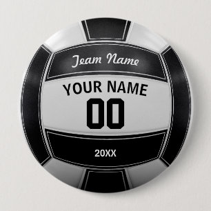 Volleyball Player's Name Year Team Black and White Button