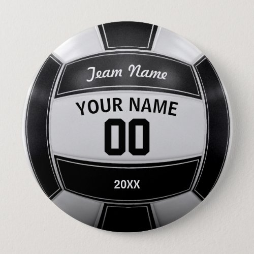 Volleyball Players Name Year Team Black and White Button