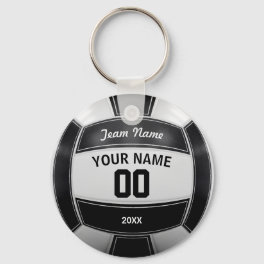 Volleyball Player's Name Year Team Black and White Keychain