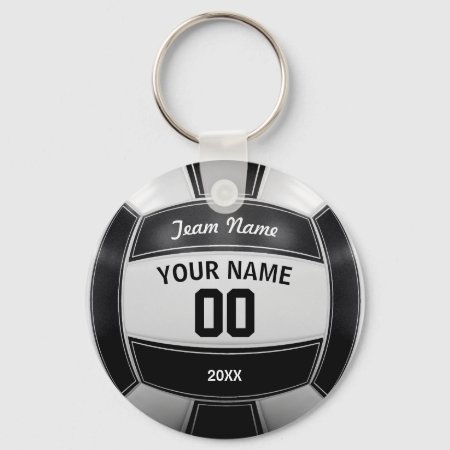 Volleyball Player's Name Year Team Black And White Keychain