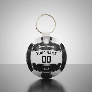 Volleyball Player's Name Year Team Black and White Keychain
