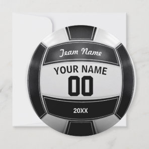 Volleyball Player's Name Year Team Black and White Thank You Card