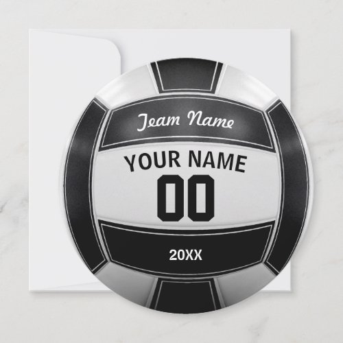 Volleyball Players Name Year Team Black and White Thank You Card