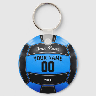 Volleyball Player's Name Year Team Black Blue Keychain