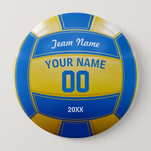 Volleyball Players Name Year Team Blue and Yellow Button