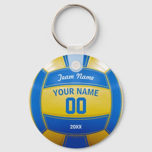 Volleyball Players Name Year Team Blue and Yellow Keychain