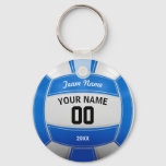 Volleyball Player&#39;s Name Year Team Blue Keychain at Zazzle