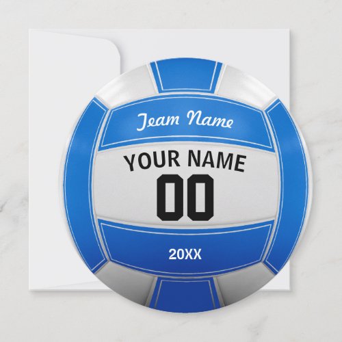 Volleyball Players Name Year Team Blue Thank You Card