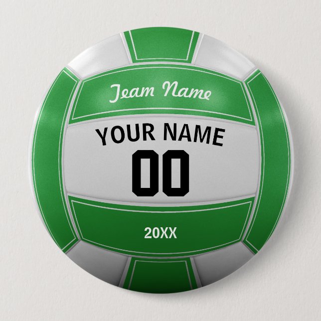 Volleyball Player's Name Year Team Green Button (Front)