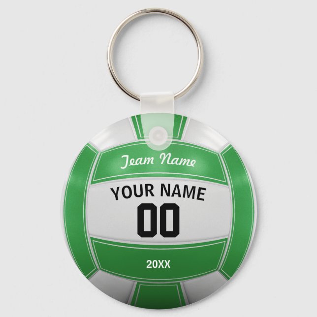 Volleyball Player's Name Year Team Green Keychain (Front)