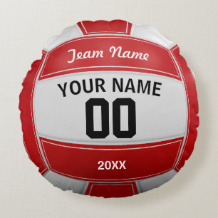 Volleyball Player's Name Year Team Red Round Pillow