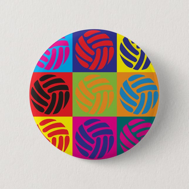Volleyball Pop Art Pinback Button (Front)