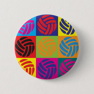 Volleyball Pop Art Pinback Button