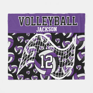 Volleyball - Purple, Black and White  Fleece Blank