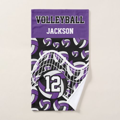 Volleyball _ Purple Black and White Hand Towel