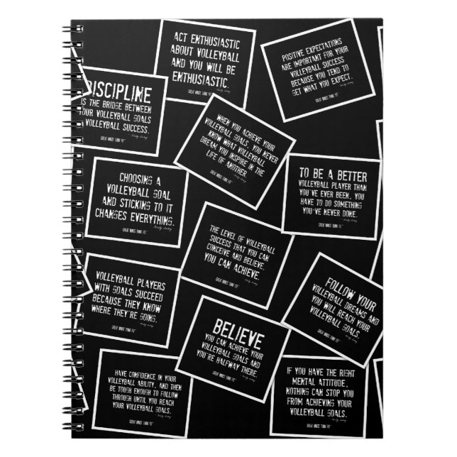 Volleyball Quotes Notebook in Black and White (Front)