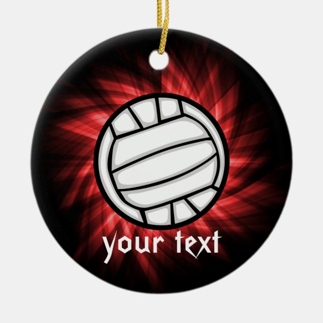 Volleyball; Red Ceramic Ornament (Front)