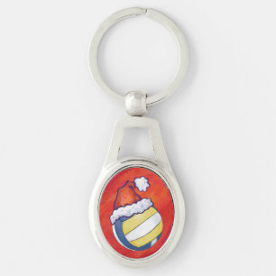 Volleyball Red Christmas Keychain