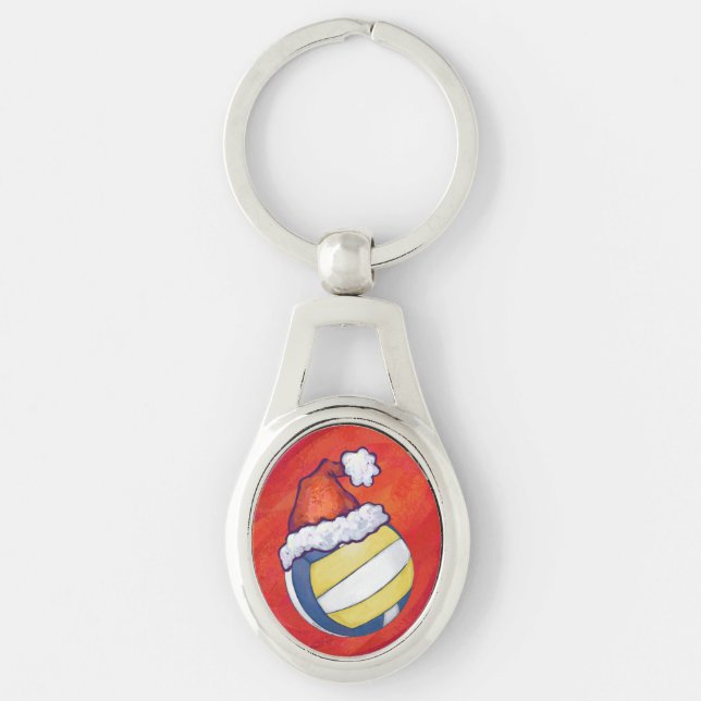 Volleyball Red Christmas Keychain (Front)