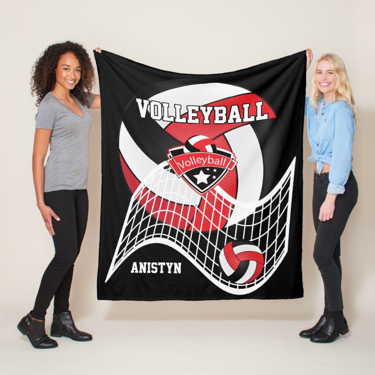 Volleyball - Red, White and Black Fleece Blanket | Zazzle