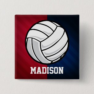 Volleyball; Red, White, and Blue Button