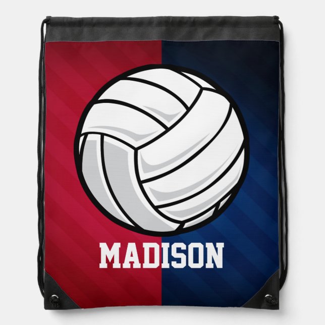 Volleyball; Red, White, and Blue Drawstring Bag (Front)