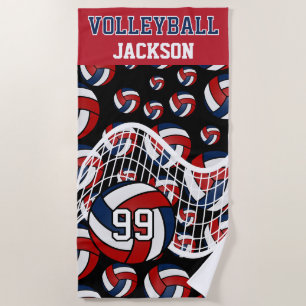 Volleyball - Red, White and Navy Blue Beach Towel