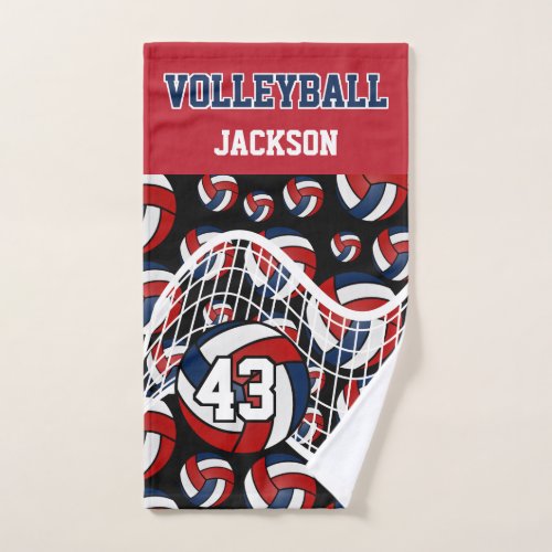 Volleyball _ Red White and Navy Blue Hand Towel