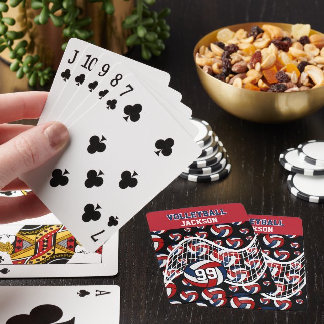 Volleyball 🏐 - Red, White and Navy Blue Poker Cards (In Situ)