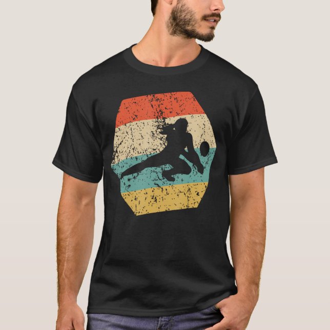 Volleyball Retro Distressed Hexagon T-Shirt (Front)