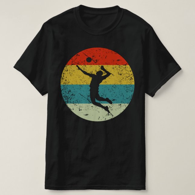 volleyball retro vintage  silhouette 70s T-Shirt (Design Front)