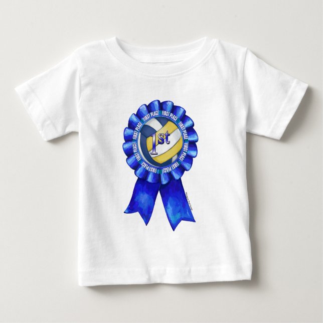 Volleyball Ribbons 1st Baby T-Shirt (Front)