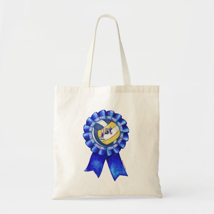 Volleyball Ribbons 1st Tote Bags