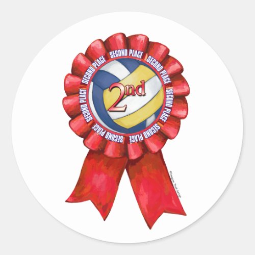 Volleyball Ribbons 2nd Classic Round Sticker