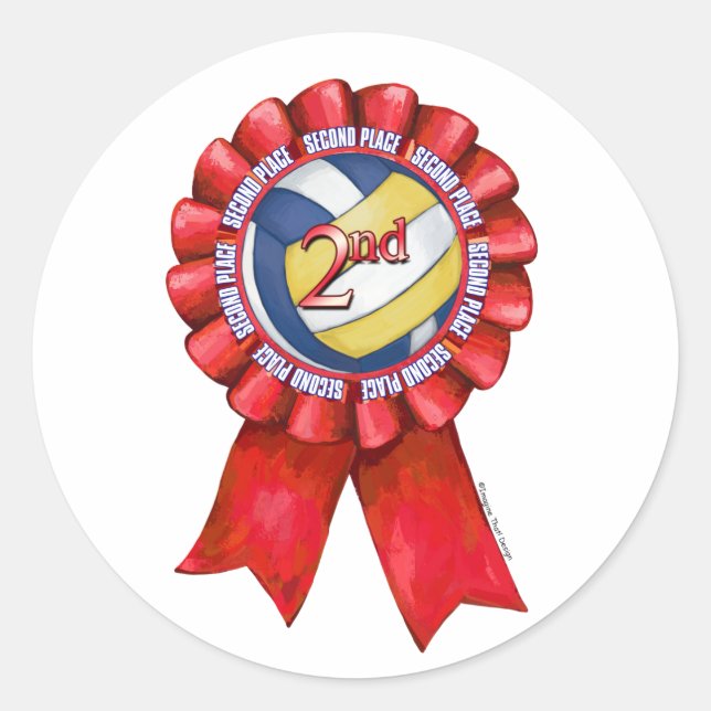 Volleyball Ribbons 2nd Classic Round Sticker (Front)