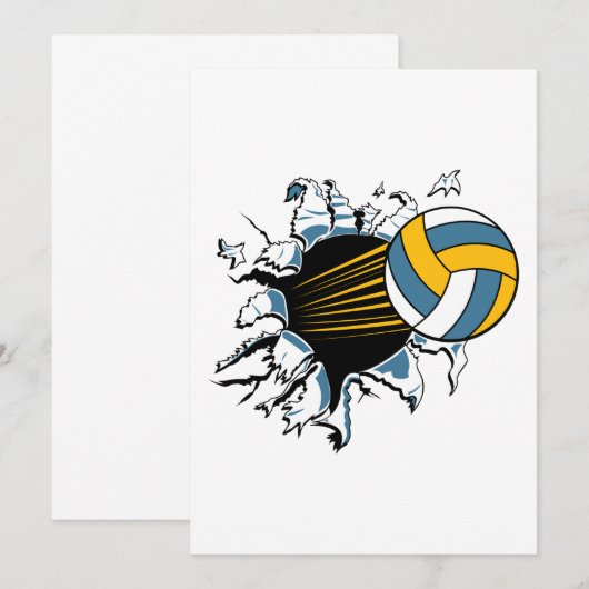 volleyball ripping through blue and gold (Front/Back)