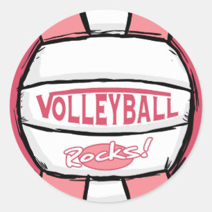 Volleyball Rocks Pink Classic Round Sticker
