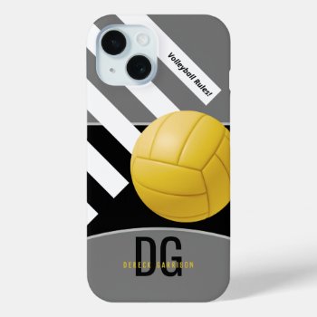 Volleyball Rules | Initials Iphone 15 Case by BestCases4u at Zazzle