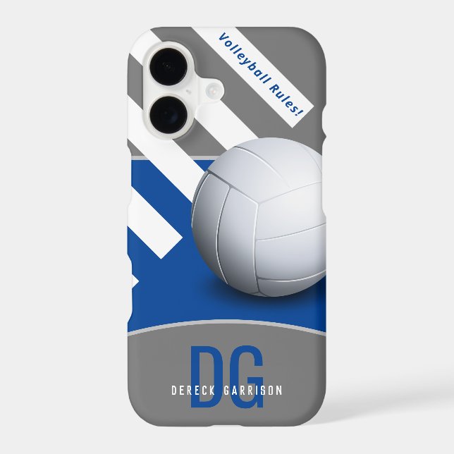 Volleyball Rules | Initials Deep Blue Iphone Case (Back)
