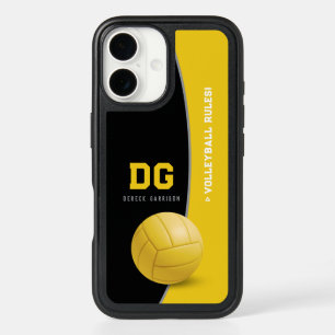 Volleyball Rules   Initials Yellow iPhone 16 Case
