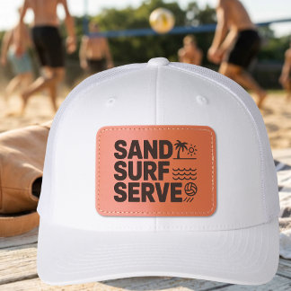 Volleyball Sand Surf Serve Beach Sports Leather Patch Hat