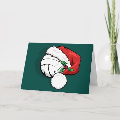 Volleyball Santa Cap Christmas Card