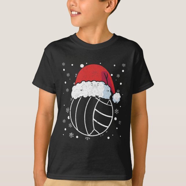 Volleyball Santa Claus Hat Sports Christmas Pjs Xm T-Shirt (Front)