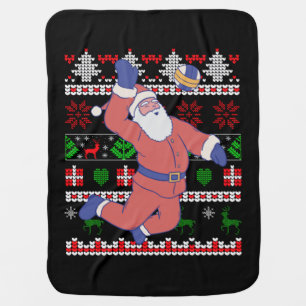 Volleyball Santa Claus Ugly Christmas Baby Blanket