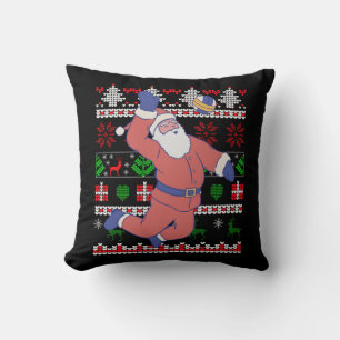 Volleyball Santa Claus Ugly Christmas Throw Pillow