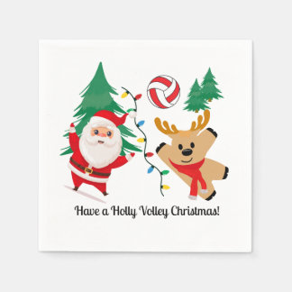 Volleyball Santa Cocktail Napkin