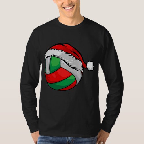 Volleyball Santa Hat Christmas Matching V Ball T_Shirt