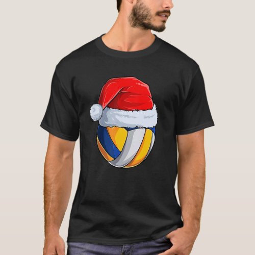 Volleyball Santa Hat Christmas Pajama Cool Sport X T_Shirt